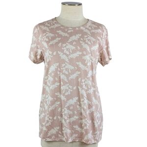 rag & bone Summer Leaf T-Shirt Crew Neck Cotton Blend Pink Multi L NWT
